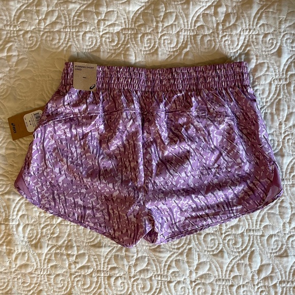 ASICS Women's Purple Print Lined Running Shorts - Picture 2 of 6